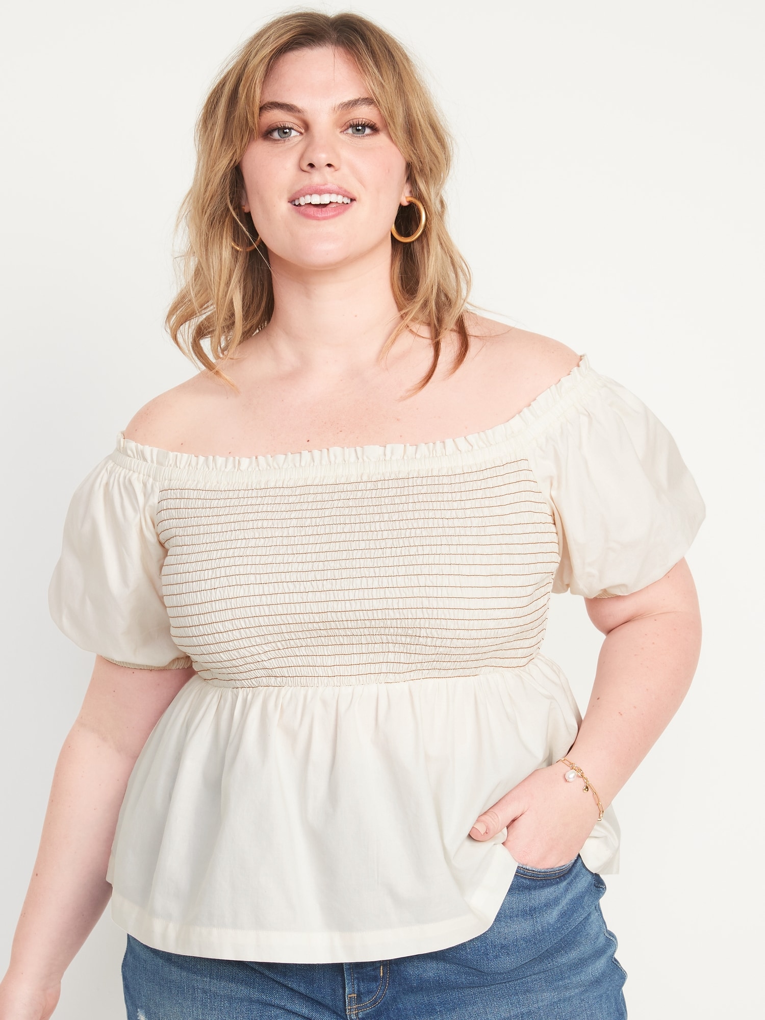 Off-The-Shoulder Smocked Babydoll Swing Blouse for Women | Old Navy