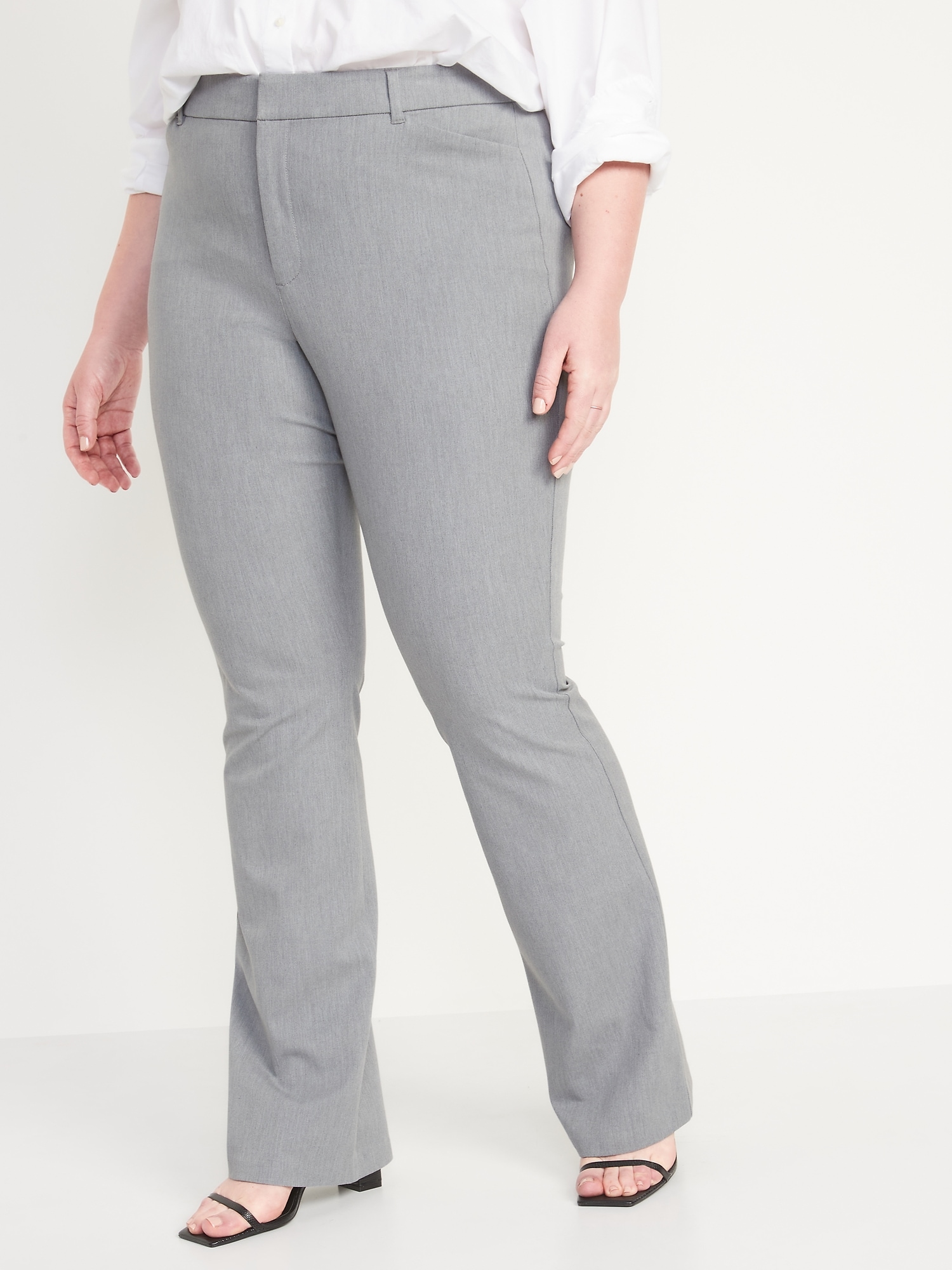 NWT Old Navy Pixie Flare High Waisted Pants Light Heather Gray 6P