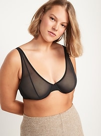 View large product image 4 of 7. Mesh Unlined Underwire Plunge Bra
