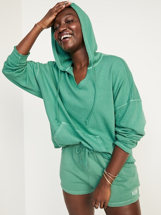 Image number 5 showing, Oversized Raw-Hem Pullover Hoodie for Women