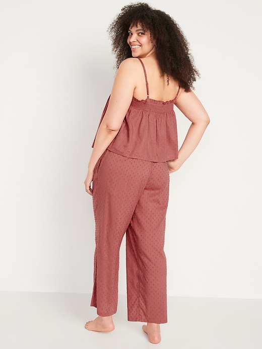 Image number 6 showing, High-Waisted Cropped Smocked Clip-Dot Wide-Leg Pajama Pants