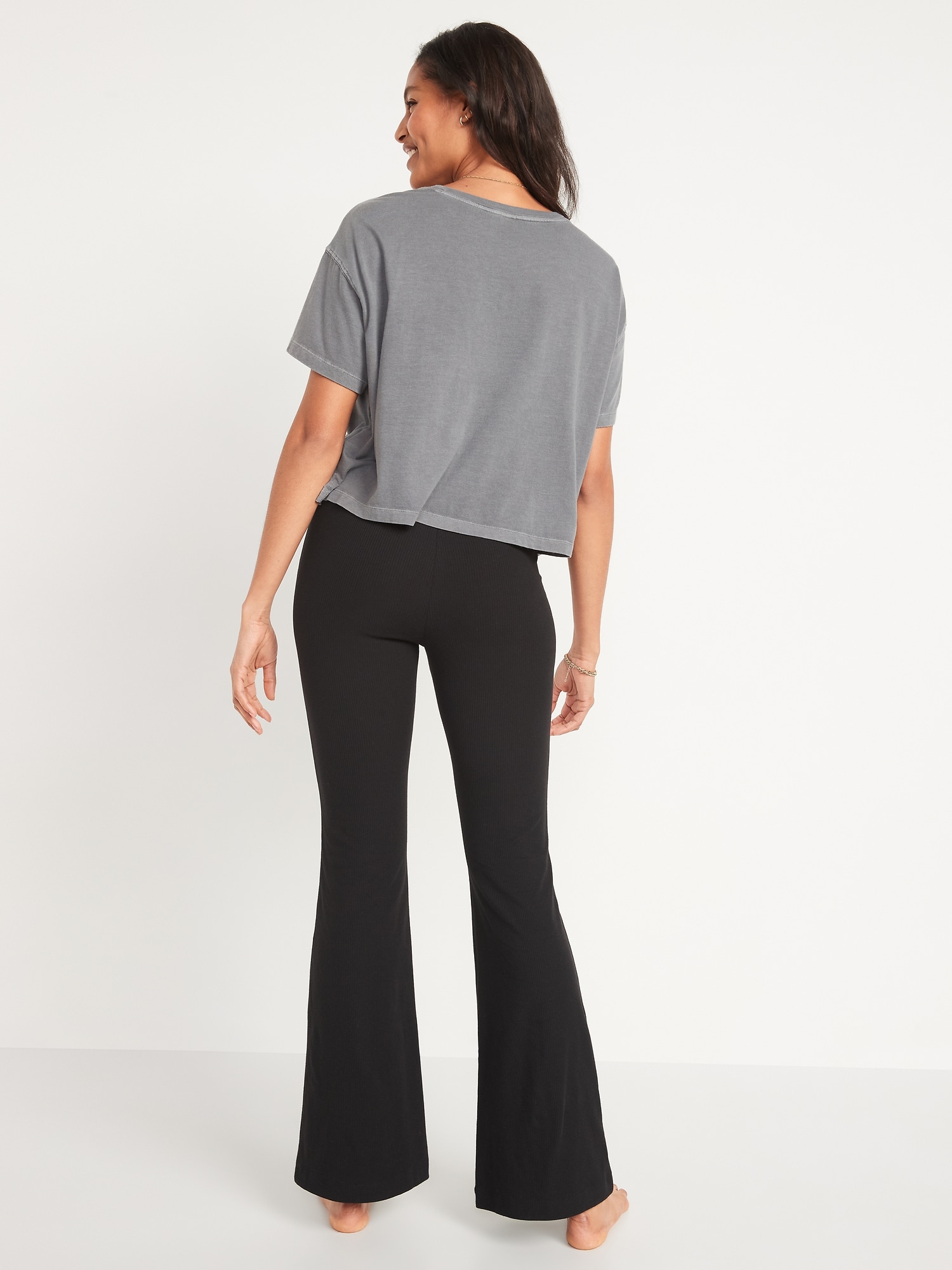 Home  Old Navy High Waisted Rib-Knit Flare Leggings for Women