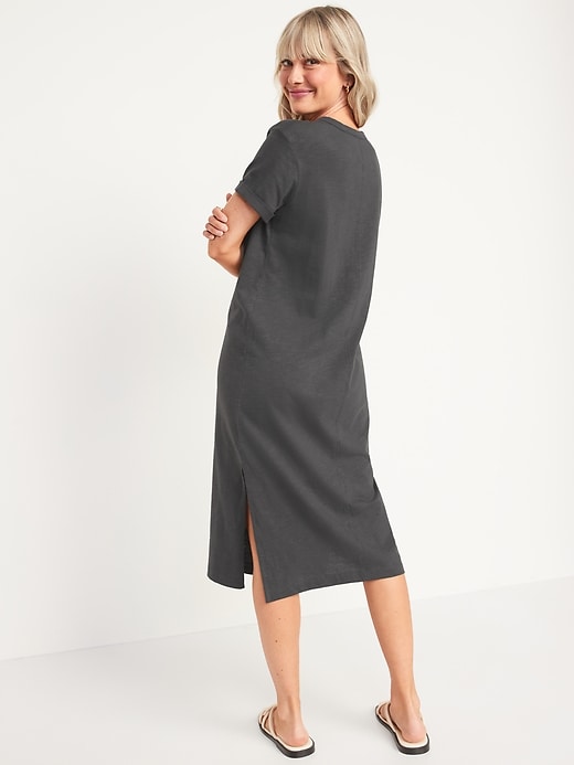 Image number 2 showing, Short-Sleeve Henley T-Shirt Midi Shift Dress for Women