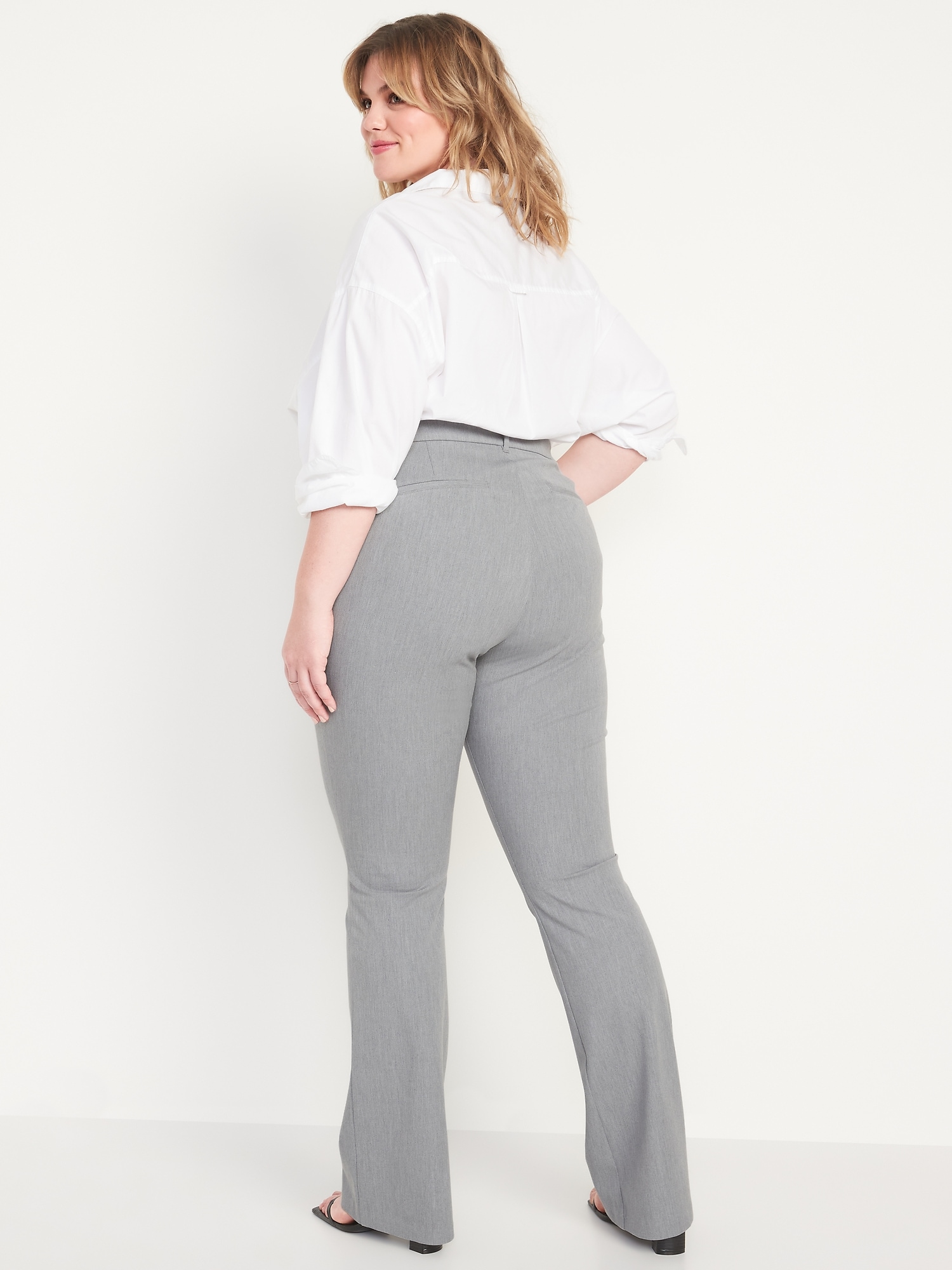 Buy Plussclub Women's Plus Size Flared Trousers with Pockets High Stretch  All Day Wear Pants (XL, Dark Grey) at Amazon.in