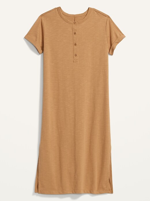 Image number 4 showing, Short-Sleeve Henley T-Shirt Midi Shift Dress for Women