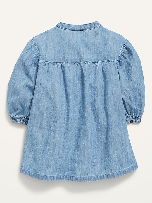 Long-Sleeve Button-Front Chambray Dress for Baby