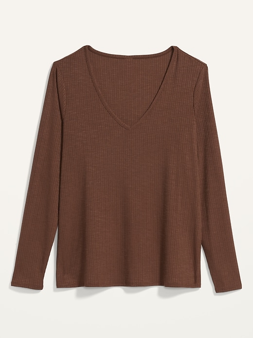 Image number 4 showing, Long-Sleeve Luxe Rib-Knit Slub T-Shirt for Women
