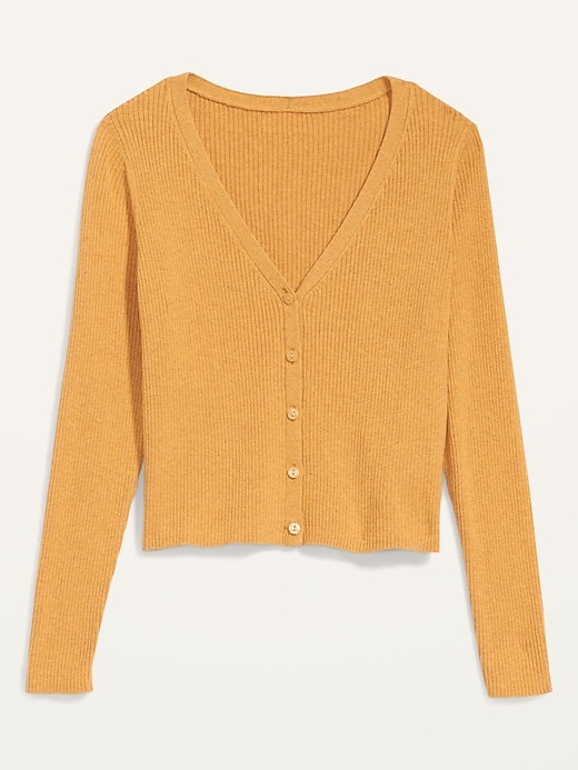 Long-Sleeve Cropped Rib-Knit Cardigan Sweater for Women | Old Navy