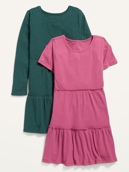 Tiered Rib-Knit Swing Dress 2-Pack for Girls