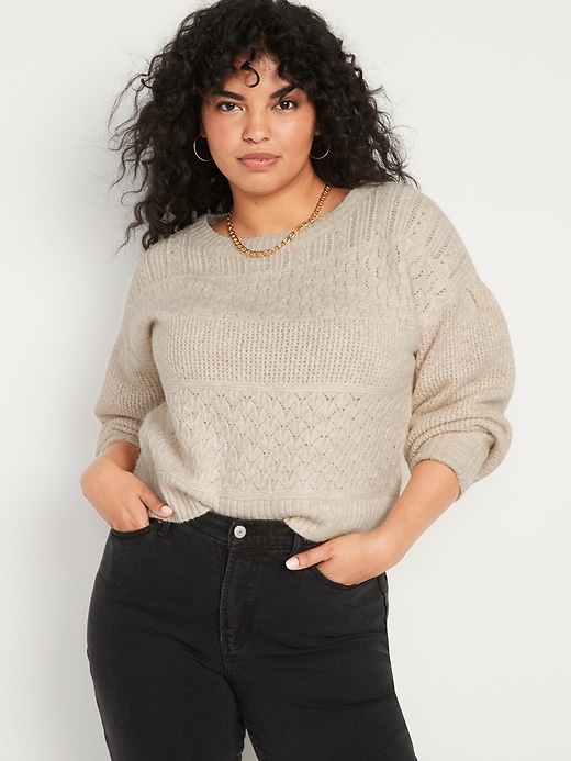 Image number 5 showing, Cozy Plush-Yarn Textured-Knit Sweater for Women
