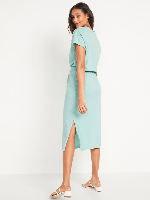 old navy side cut out dress Waist-Defined Puff-Sleeve Cotton-Poplin Side-Cutout Mini Dress