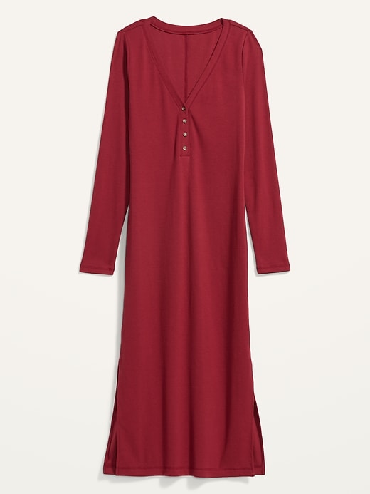 Image number 4 showing, Rib-Knit Henley Midi Dress