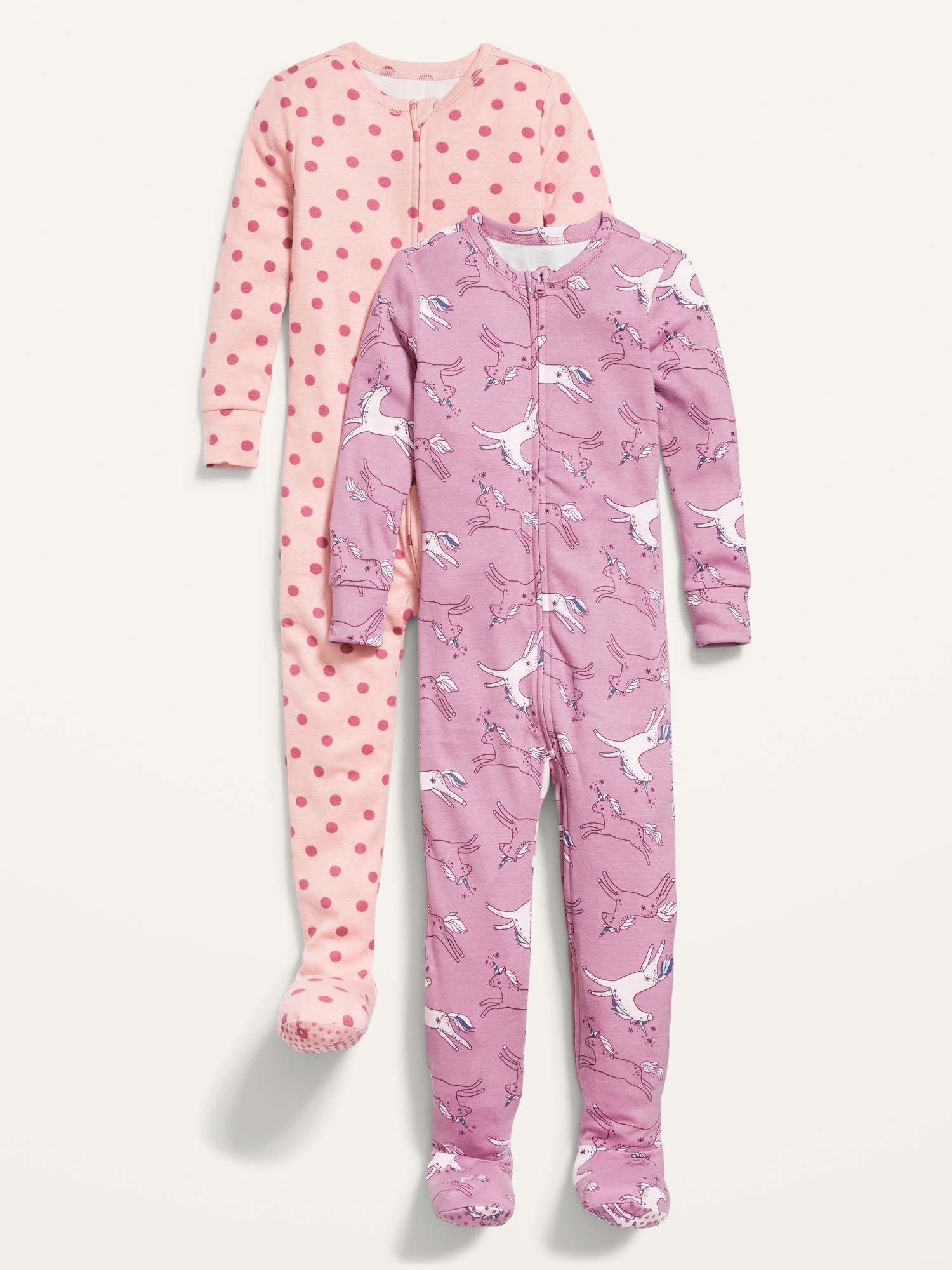 Unisex 2-Way-Zip Snug-Fit Printed Pajama One-Piece 2-Pack for Toddler & Baby