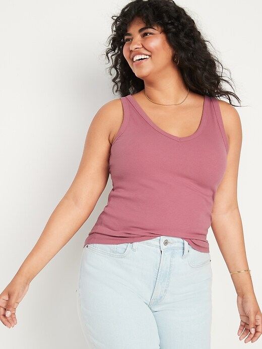 Image number 5 showing, First-Layer Rib-Knit V-Neck Tank Top for Women