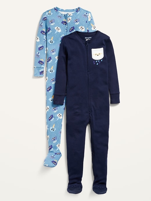 View large product image 1 of 2. Unisex 2-Way-Zip Snug-Fit Printed Pajama One-Piece 2-Pack for Toddler & Baby
