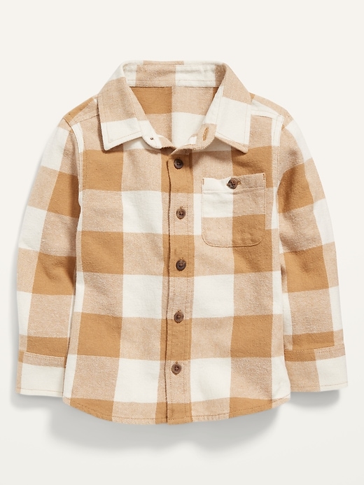View large product image 1 of 1. Long-Sleeve Plaid Pocket Shirt for Toddler Boys
