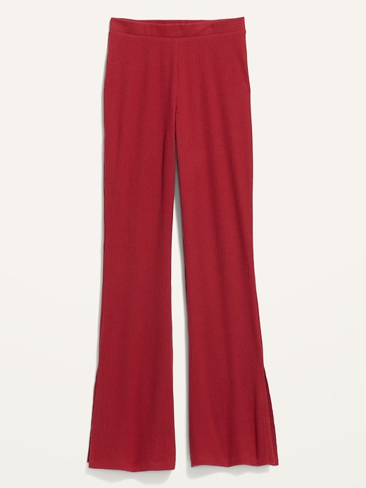 Image number 4 showing, High-Waisted Rib-Knit Split Flare Lounge Pants