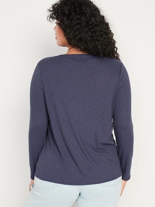 Long-Sleeve Luxe Heathered Rib-Knit T-Shirt for Women | Old Navy