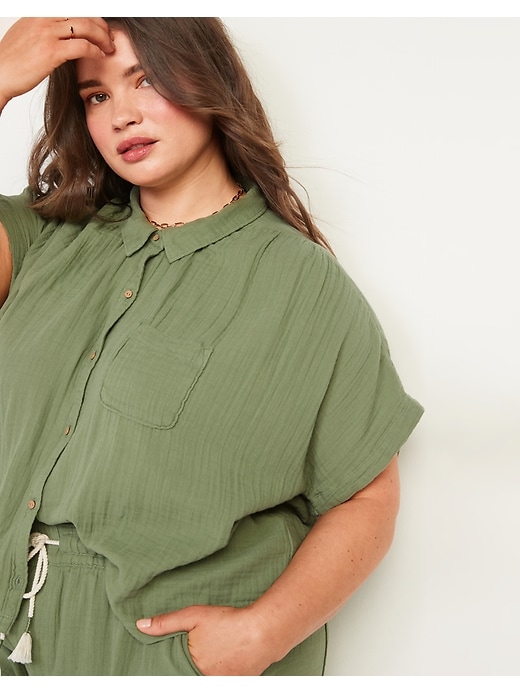 Image number 3 showing, Short-Sleeve Loose Shirt for Women