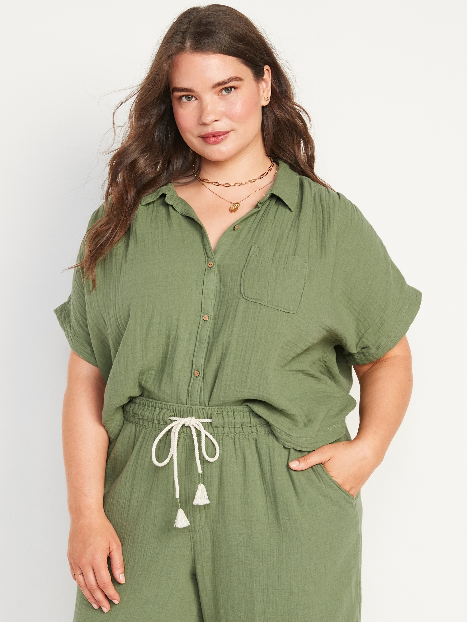 Short-Sleeve Loose Shirt for Women | Old Navy