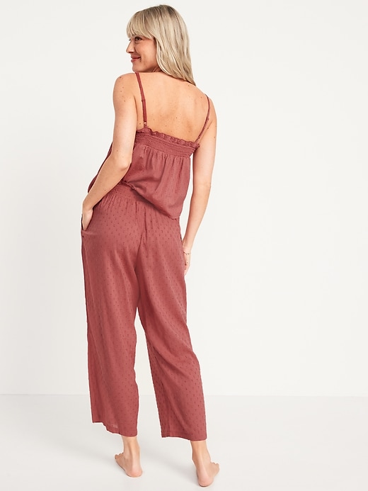 Image number 2 showing, High-Waisted Cropped Smocked Clip-Dot Wide-Leg Pajama Pants