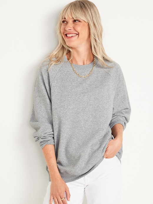 Image number 1 showing, Long-Sleeve Vintage Oversized Heathered Tunic Sweatshirt