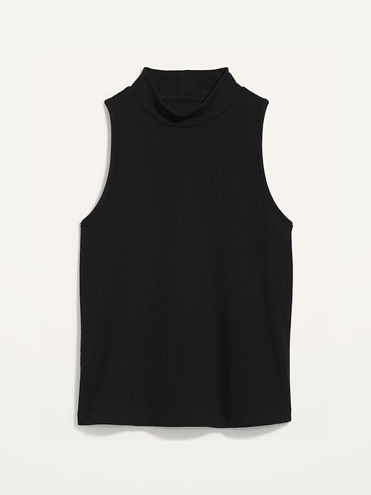 Image number 4 showing, Fitted Rib-Knit Mock-Neck Sleeveless Top