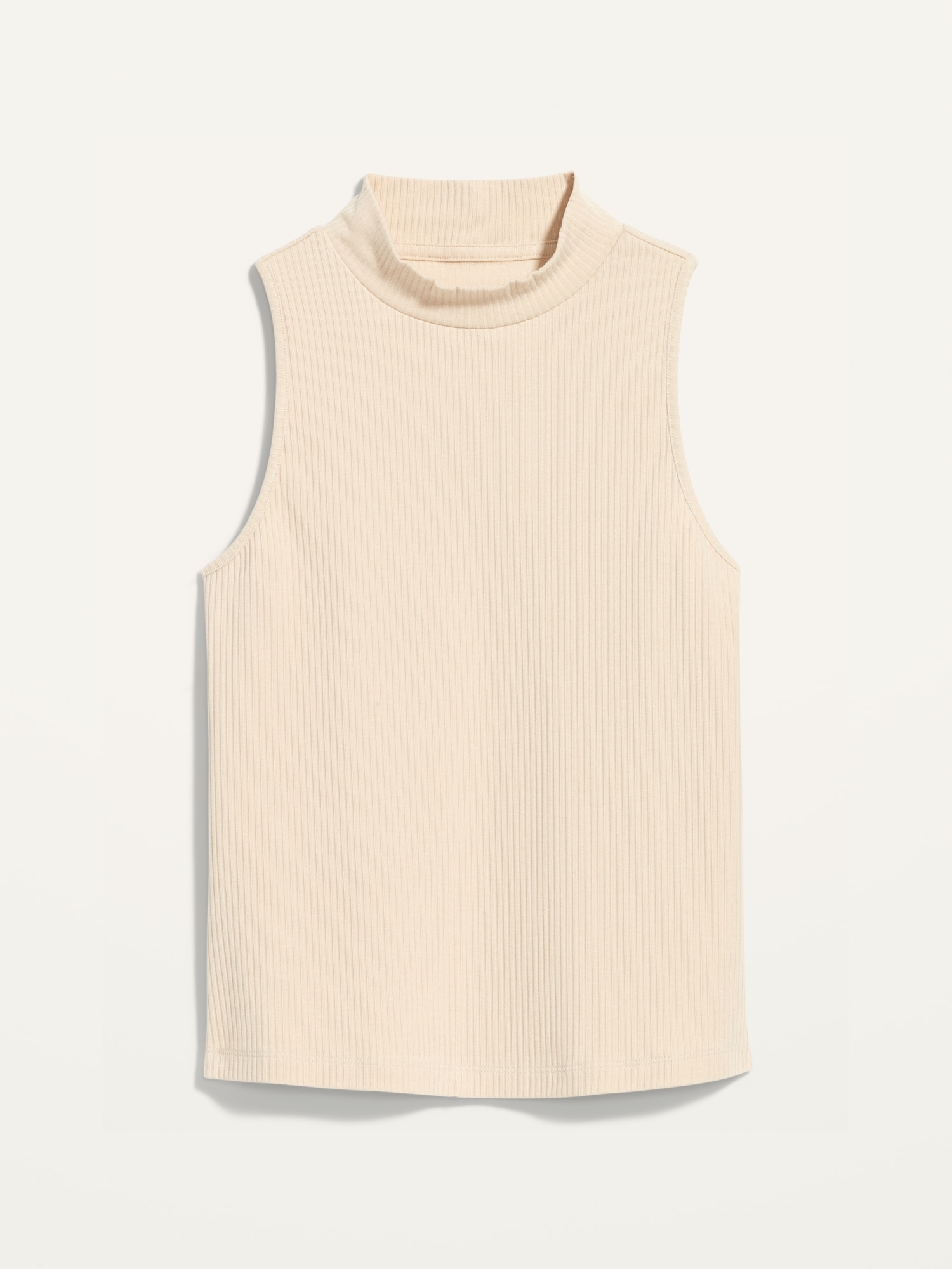 Fitted Rib-Knit Mock-Neck Sleeveless Top | Old Navy