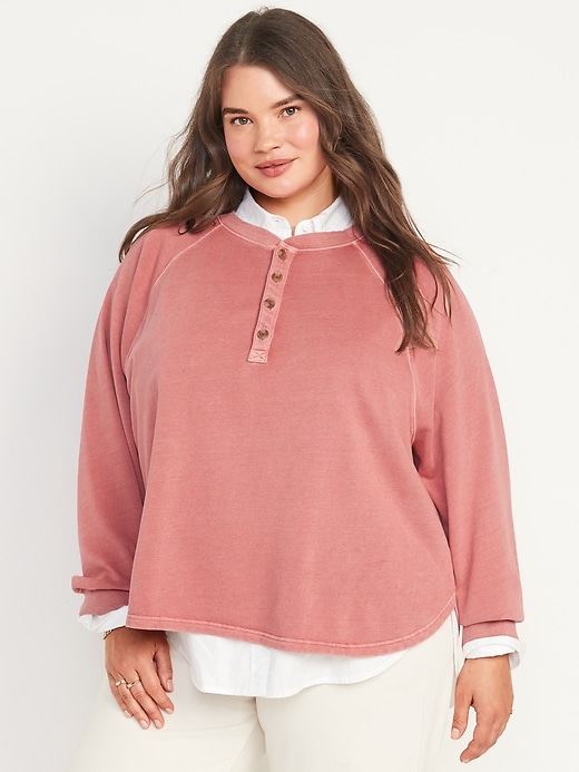 Image number 7 showing, Long-Sleeve Henley Sweatshirt for Women