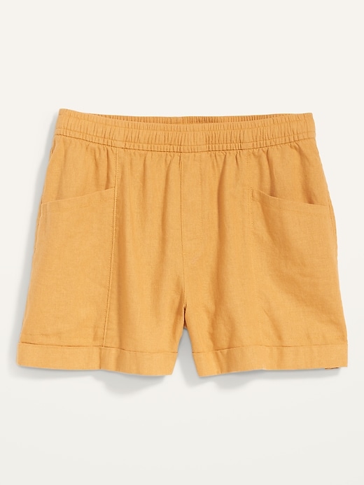 Image number 4 showing, High-Waisted Linen-Blend Shorts for Women -- 3.5-inch inseam