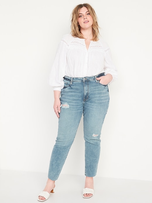 High-Waisted OG Straight Ripped Cut-Off Ankle Jeans for Women | Old Navy