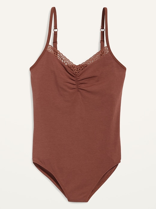 Image number 4 showing, Lace-Trimmed Supima® Cotton-Blend Cheeky Bodysuit