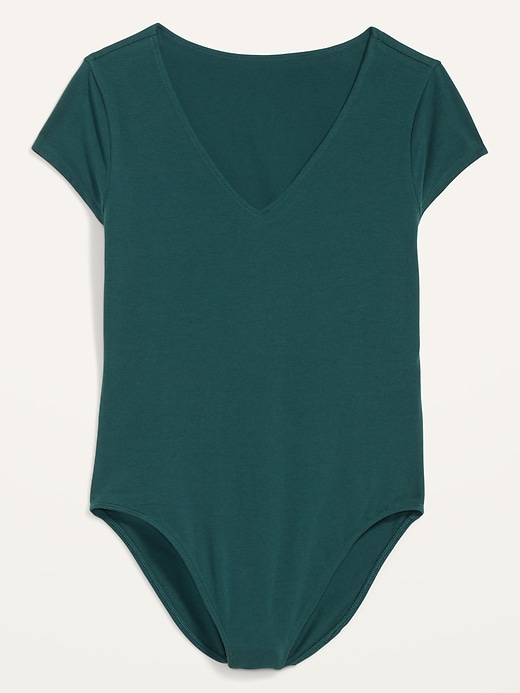 Image number 4 showing, Fitted Short-Sleeve V-Neck Bodysuit for Women