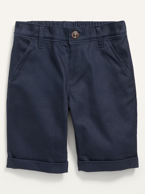 School Uniform Twill Bermuda Pull-On Tech Shorts for Girls - Ink Blue