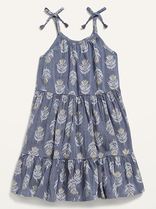 View large product image 1 of 1. Tie-Shoulder Tiered Floral Swing Dress for Toddler Girls