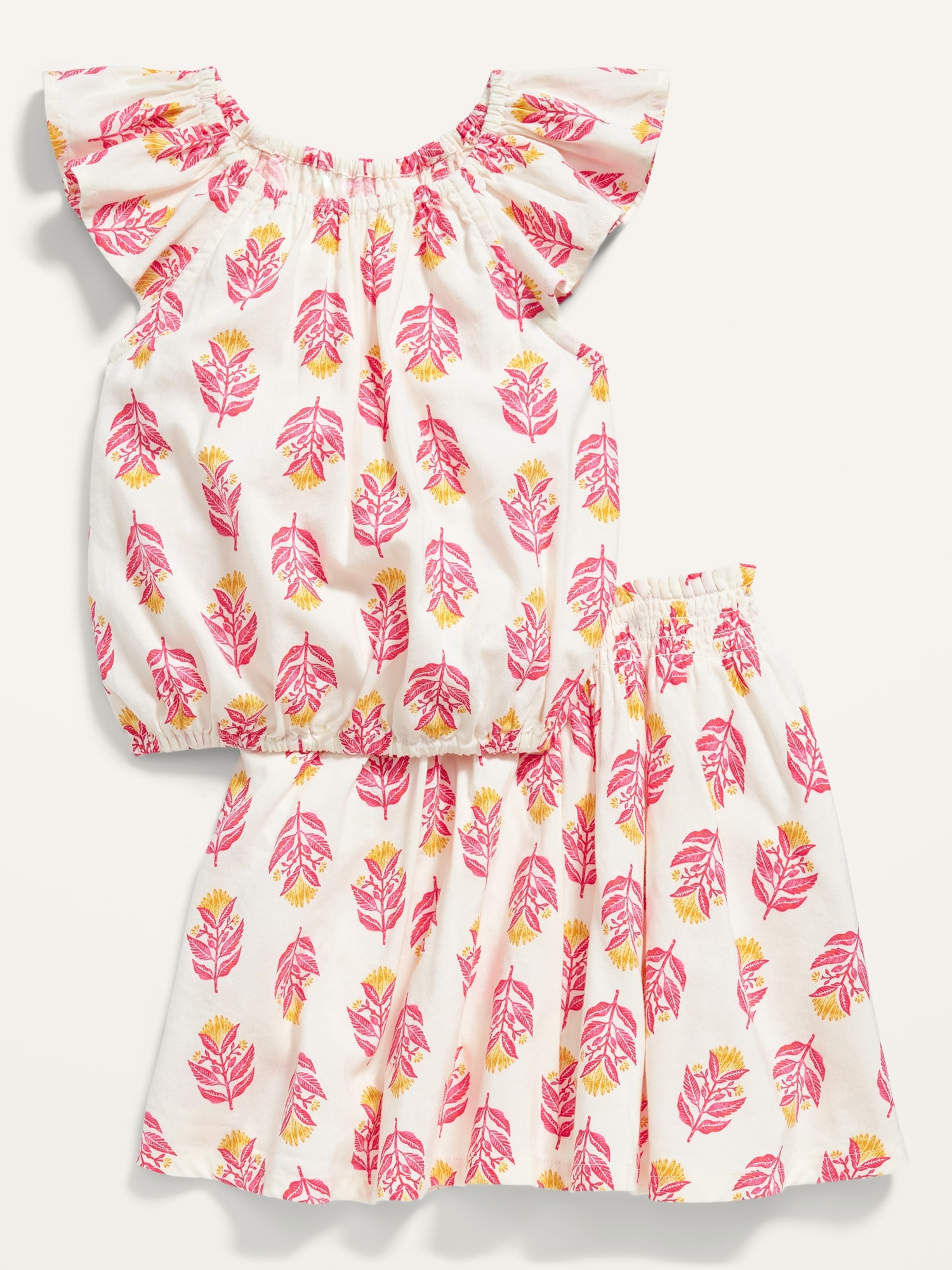 Old Navy Floral-Print Flutter-Sleeve Top and Skirt Set for Toddler Girls multi. 1