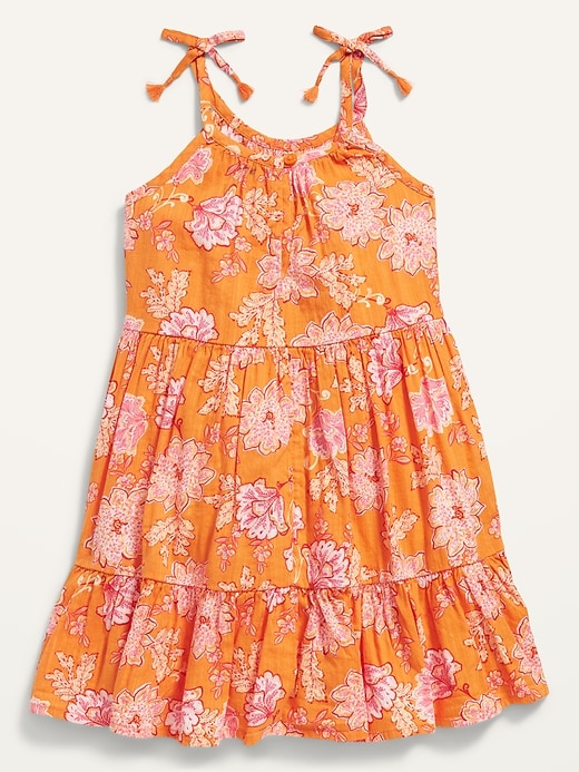 View large product image 2 of 2. Tie-Shoulder Tiered Floral Swing Dress for Toddler Girls