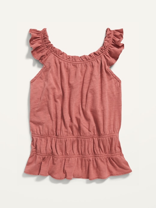 Old Navy Sleeveless Ruffle-Trim Slub-Knit Top for Girls. 1