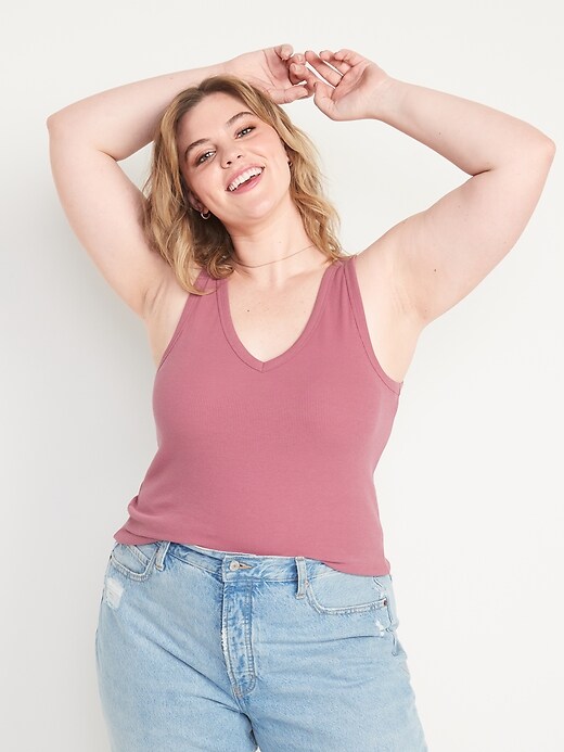 Image number 7 showing, First-Layer Rib-Knit V-Neck Tank Top for Women