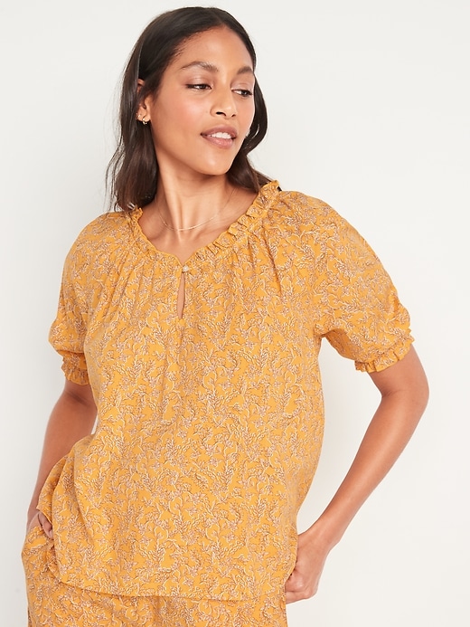 Old Navy Women's Puff-Sleeve Floral Swing Pajama Top (various sizes in yellow floral)