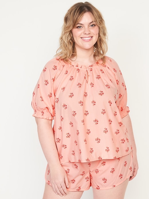 Image number 7 showing, Puff-Sleeve Floral Swing Pajama Top