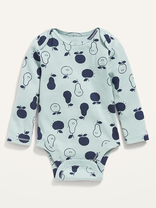 View large product image 1 of 2. Unisex Long-Sleeve Fruit-Print Bodysuit for Baby