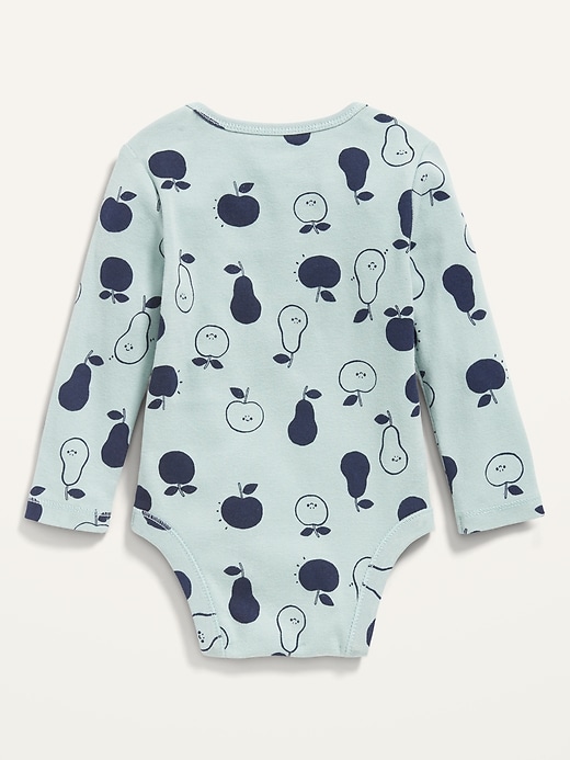 View large product image 2 of 2. Unisex Long-Sleeve Fruit-Print Bodysuit for Baby