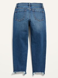 View large product image 3 of 3. High-Waisted O.G. Straight Ripped Frayed-Hem Jeans for Girls