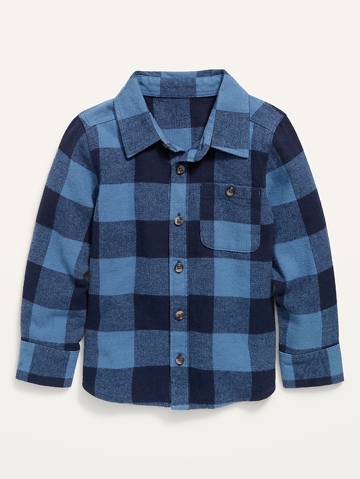 View large product image 1 of 3. Long-Sleeve Plaid Pocket Shirt for Toddler Boys