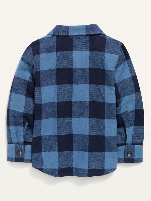 View large product image 2 of 3. Long-Sleeve Plaid Pocket Shirt for Toddler Boys
