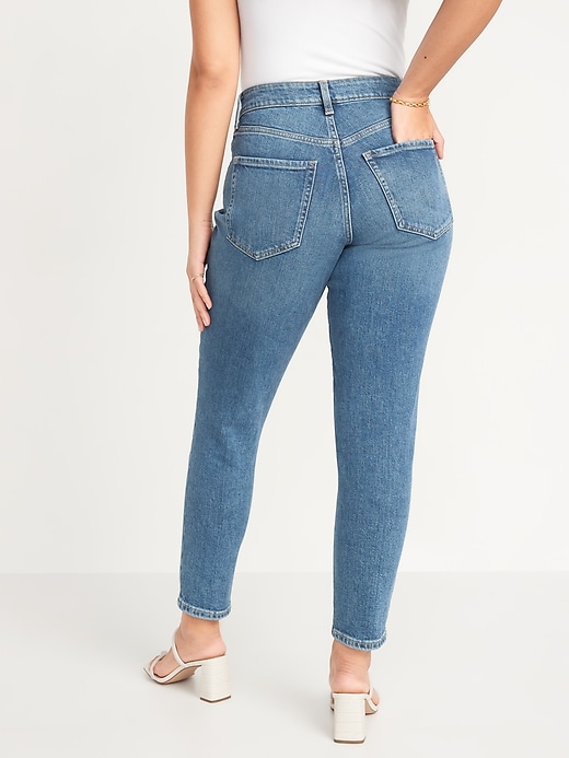 Image number 2 showing, Curvy High-Waisted OG Straight Button-Fly Distressed Ankle Jeans for Women