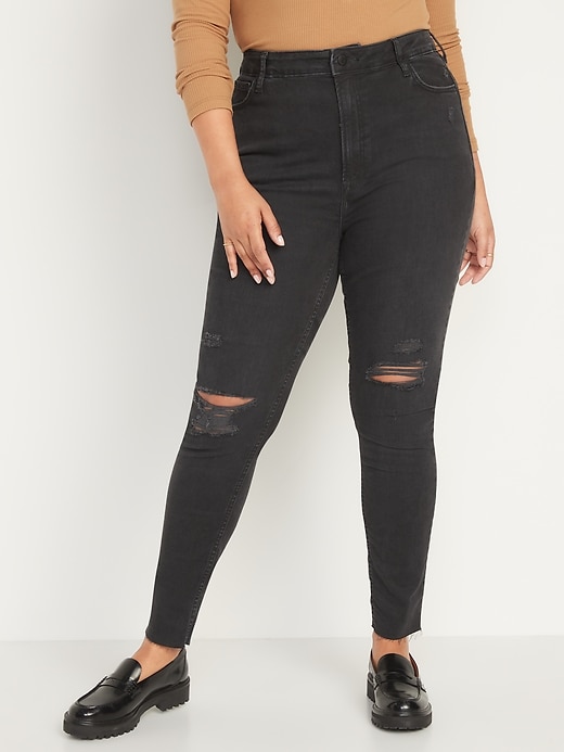 Image number 5 showing, FitsYou 3-Sizes-in-1 Extra High-Waisted Rockstar Super-Skinny Ripped Jeans