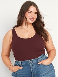 OLD NAVY Women's PLUS Size 4X Scoop-Neck Rib-Knit First Layer Tank Top-- Black