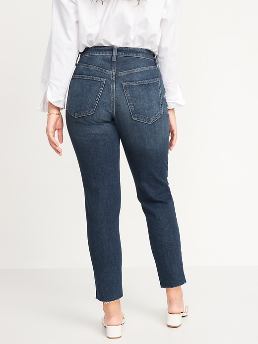 Image number 2 showing, Curvy High-Waisted OG Straight Ripped Cut-Off Jeans